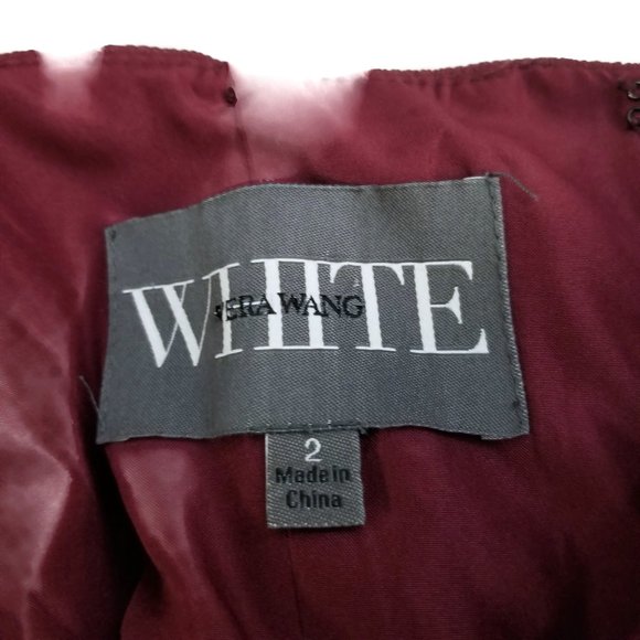 WHITE by Vera Wang VW360418 Halter Surplice Neckline Bridesmaids Gown Sz 2 Wine - Picture 8 of 9